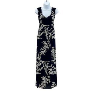 Sunny Leigh Women's Sleeveless  Navy Blue Maxi Dress Size S Floral Casual